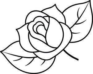 rose with Leaf Thin Line Icon Vector Art for Creative Projects
