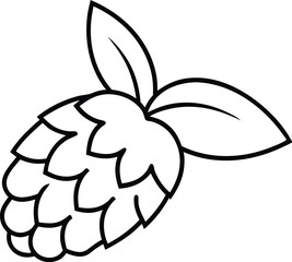 Thin Line Icon of Raspberry with Leaf Stylish Vector Illustration
