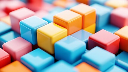 Fototapeta premium Strategic SWOT Analysis Concept with Colorful Blocks - 3D Illustration of Strengths and Weaknesses Evaluation