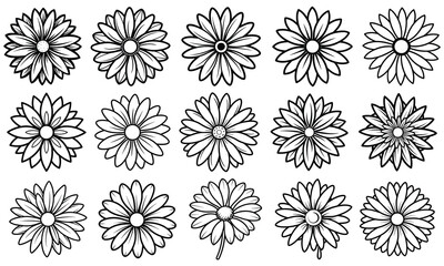 Obraz premium Daisy Coloring Page for Adults, Detailed Line Art Design, Perfect for Relaxation and Stress Relief, Ideal for Adult Coloring Books or Printable Art Therapy Activities, High-Quality Illustration.