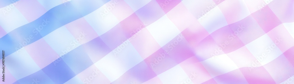Poster a checkered patterned background with a blue and pink color scheme