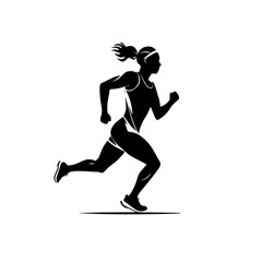 Running Athlete Silhouette Vector Icon. Dynamic Sports and Fitness Design.