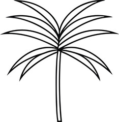 Minimalist Palm Leaf Thin Line Icon Vector Art for Creative Projects
