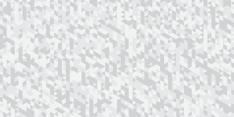 Abstract geometric white and gray background seamless mosaic and low polygon triangle texture wallpaper. Triangle shape retro wall grid pattern geometric ornament tile vector square element.