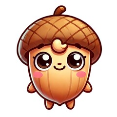 character acorn. cute autumn illustration.cute smiling acorn. acorn on white background