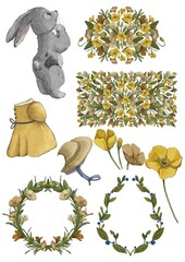 floral watercolor hand drawn illustration 