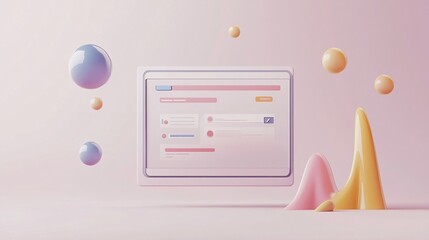 Digital Universe Exploration - 3D Browser Window with Search Results Suspended in Space