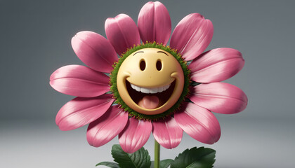 Naklejka premium Illustrative illustration of flowers with smiling faces that are happy