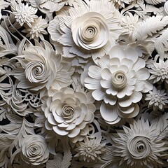 Ultra-detailed textures of floral arrangement made by simple repetitive lines
