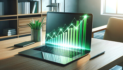 laptop displaying charts and graphs.