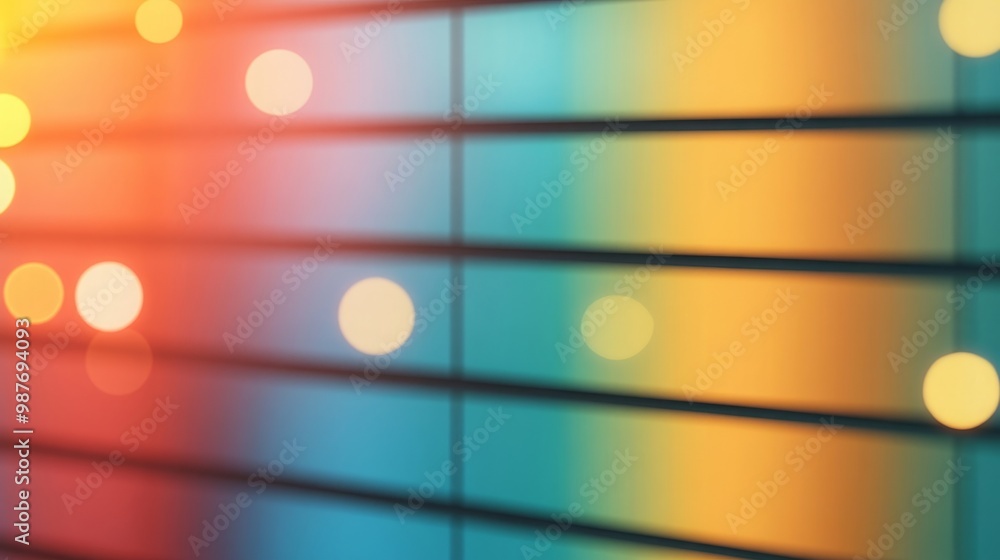 Aufkleber abstract image of a colorful, blurred background with horizontal lines and bokeh lights.