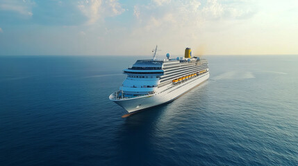 Aerial view large cruise ship at sea, Passenger cruise ship vessel  