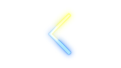 Neon icon chevron left symbol blue yellow color transparent background