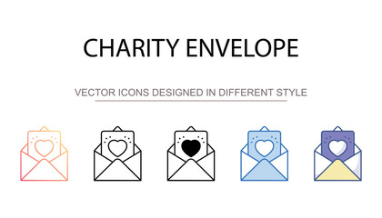 Charity Envelope icon design with white background stock illustration