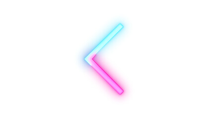 Neon icon chevron left symbol cyan pink color transparent background
