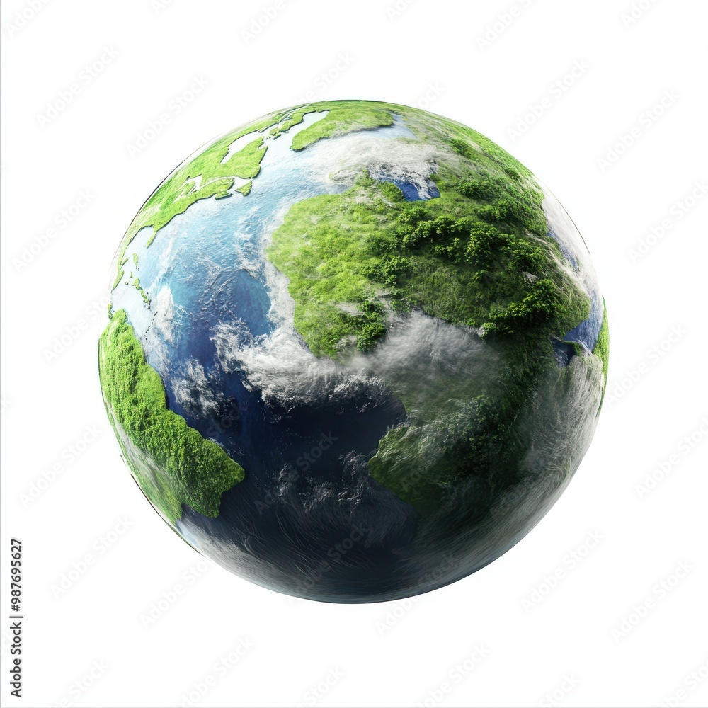 Wall mural green earth globe d illustration