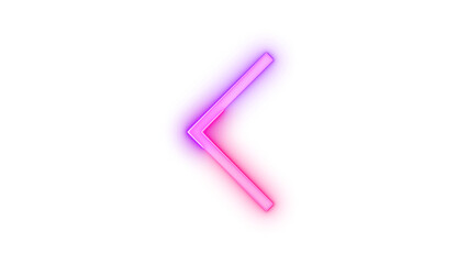 Neon icon chevron left symbol pink purple color transparent background