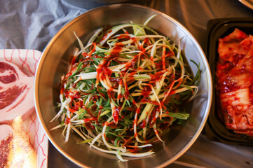 Korea style Spring Onion Salad. spicy sald
