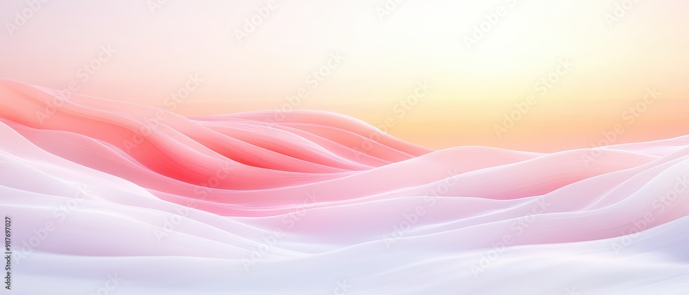 Canvas Prints a pink and white image of a wave with a yellow sun in the background