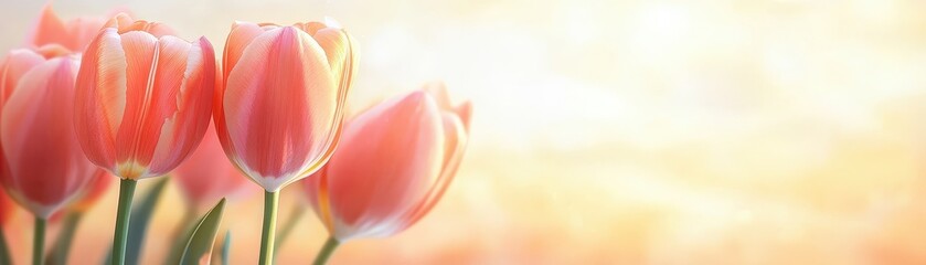 A bouquet of pink tulips with a yellow background