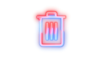 Neon icon delete symbol blue red color transparent background