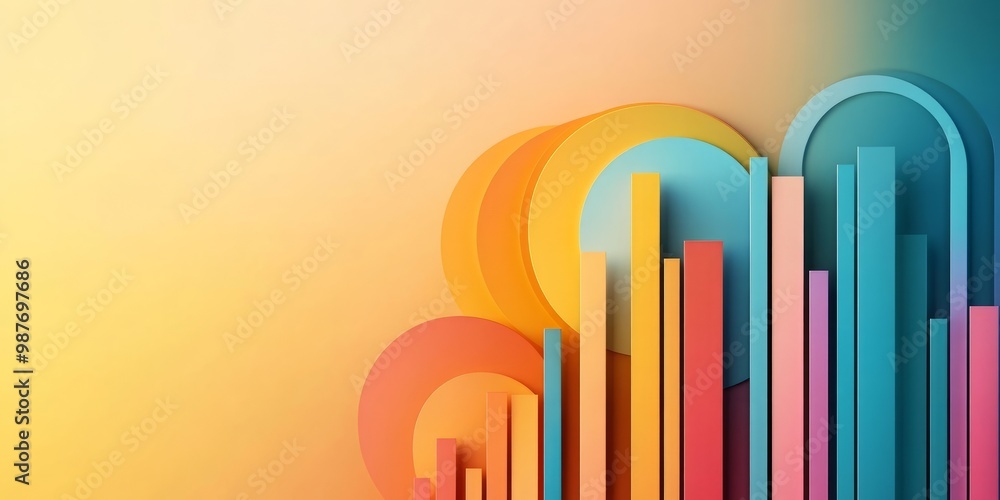 Poster abstract geometric shapes in a vibrant color palette, creating a modern and playful design.