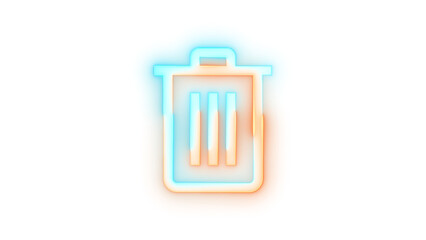 Neon icon delete symbol cyan brown color transparent background