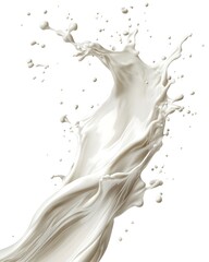 Milk splash pattern, fluid motion, swirling liquid, white background