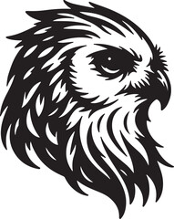 silhouette of owl head icon vector art illustration