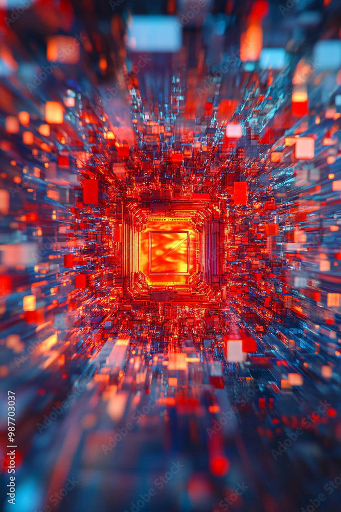 Poster a microchip in a robot companion's core. radiating warmth and loyalty.