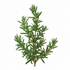 A sprig of rosemary with lush green leaves and a woody stem.