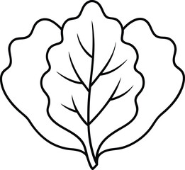 Collard Green Leaf Thin Line Vector Illustration for Creative Projects
