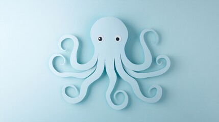Octopus paper cut on blue background great for ocean-themed children&rsquo;s book illustrations or aquatic learning visuals
