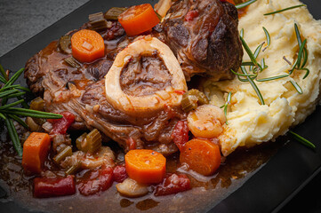 osobuko, stek, mięso, wołowina, smażone, pyszne