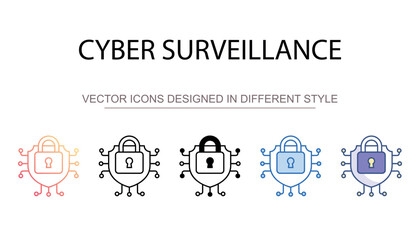 Cyber Surveillance icon design with white background stock illustration