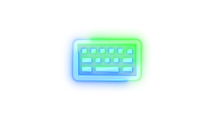 Neon icon keyboard classic symbol blue green color transparent background