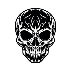 Print black and white skull silhouette