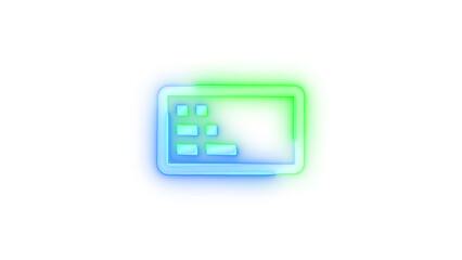 Neon icon keyboard left handed symbol blue green color transparent background