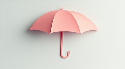 Pink umbrella paper cut on grey background simple weather-themed design ideal for children&rsquo;s books or playful illustrations