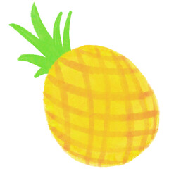 Pineapple illustration. Pine apple hand drawing. Illustration of fresh pineapple drawn with colored pencils.
