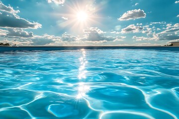 Summer Pool Water With Blue Sky and Sunshine