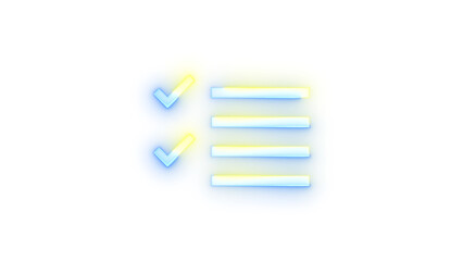 Neon icon multi select symbol blue yellow color transparent background