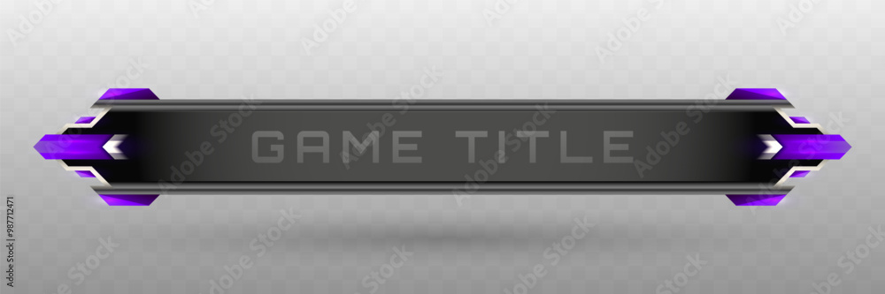 Aufkleber abstract game title lower third banner in metallic black, silver and violet for game ui designs
