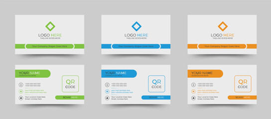 Simple Creative corporate business card template with three color variant for brand identity