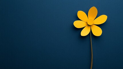 Yellow flower paper cut on dark background fun nature-themed design perfect for children's books or floral illustrations