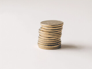 Simple Coin Stack with White Background