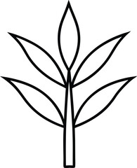 Minimalist Bamboo Leaf Thin Line Art Vector for Modern Design
