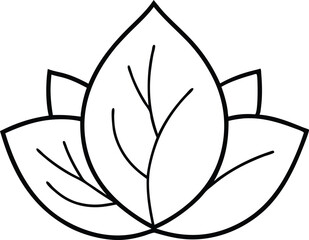 Simple Azalea Leaf Thin Line Vector Illustration for Graphic Use
