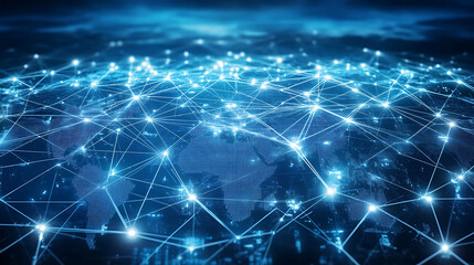 Obraz premium Abstract digital world map with connected lines, representing global network.