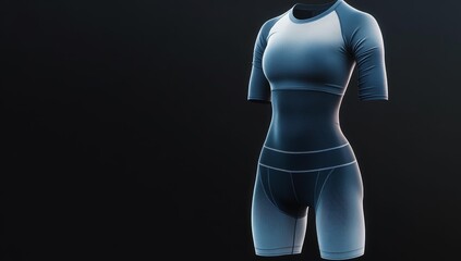 Naklejka premium Blue and white athletic wear on a mannequin.